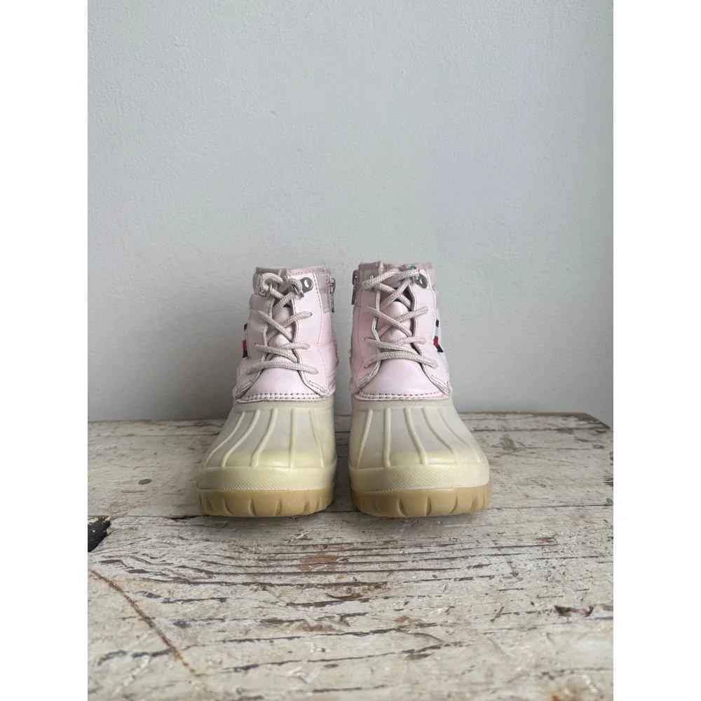 Tommy Hilfiger Kids Pink Cream Duck Boots Winter Snow Shoes Size 13